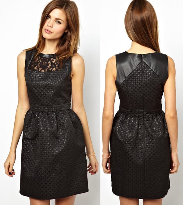 ASOS A Wear Lace Dress with Leather Look Panel
