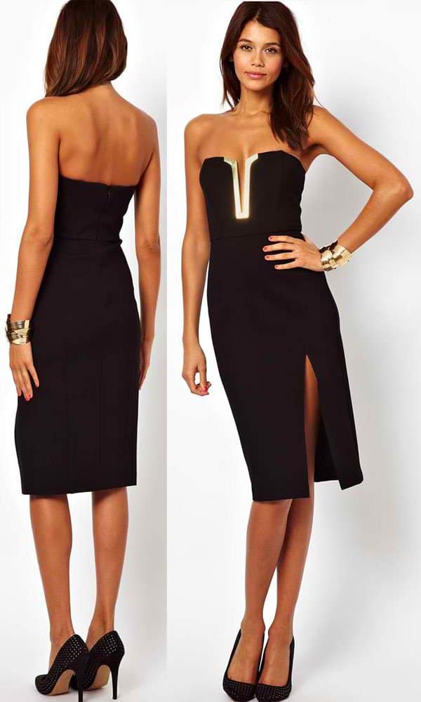 ASOS Midi Pencil Dress With Bust Plate