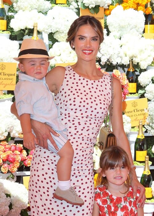 Alessandra Ambrosio with her children Anja Louise and Noah Phoenix at the 4th Annual Veuve Clicquot Polo Classic