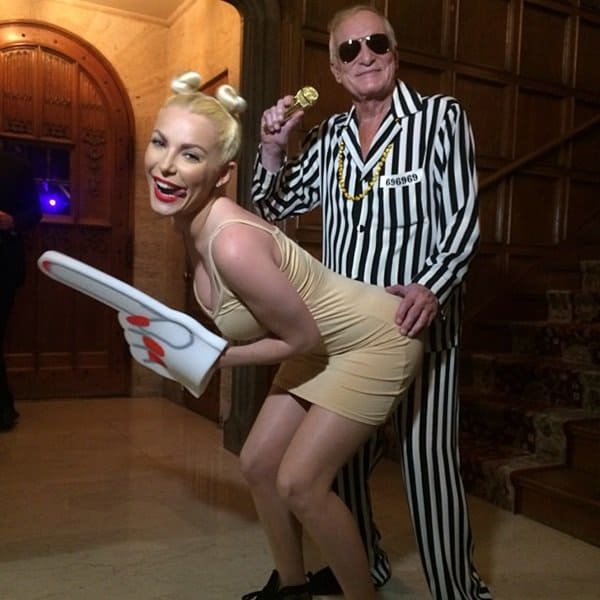 Hugh Hefner with wife Crystal Harris as Robin Thicke and Miley Cyrus