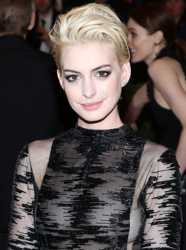 Anne Hathaway at "Punk: Chaos to Couture" Costume Institute Gala at The Metropolitan Museum of Art