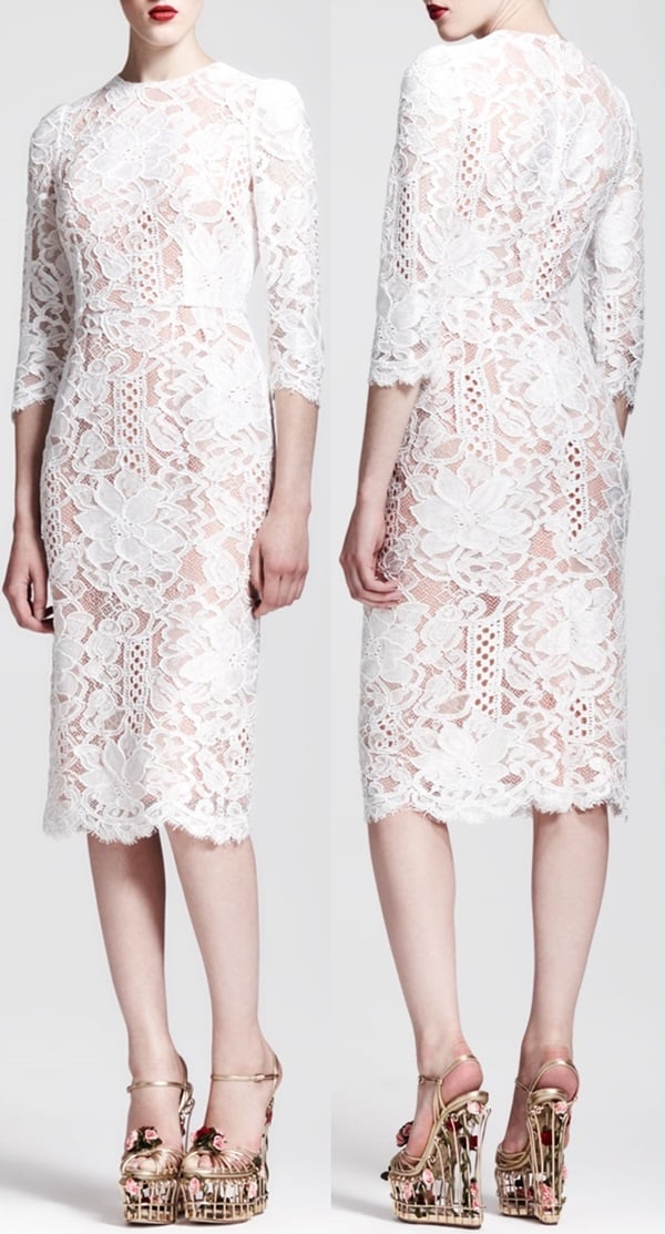 Dolce & Gabbana Scalloped Lace Midi Dress