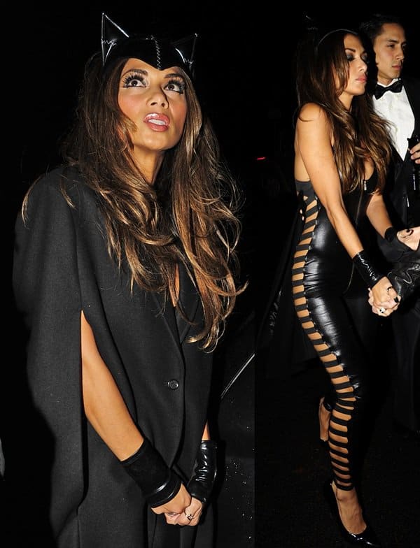 The daringly low neckline of her attire accentuated Nicole Scherzinger's assets at the Jonathan Ross Halloween Party