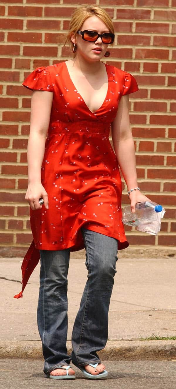 Hilary Duff on the set of The Perfect Man around Brooklyn Heights, New York, on June 25, 2004