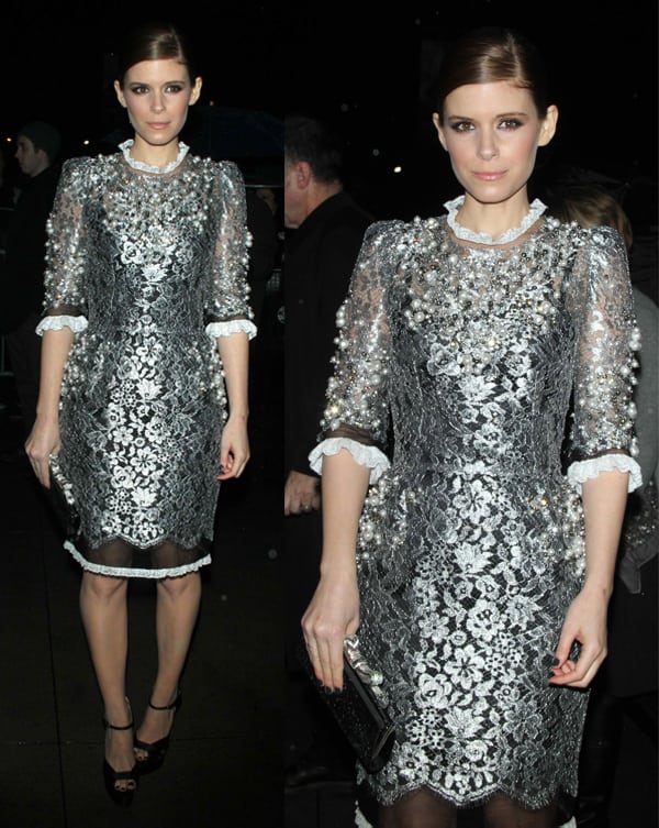 Kate MaraKate Mara's silver flower-bedecked dress at the premiere of House of Cards