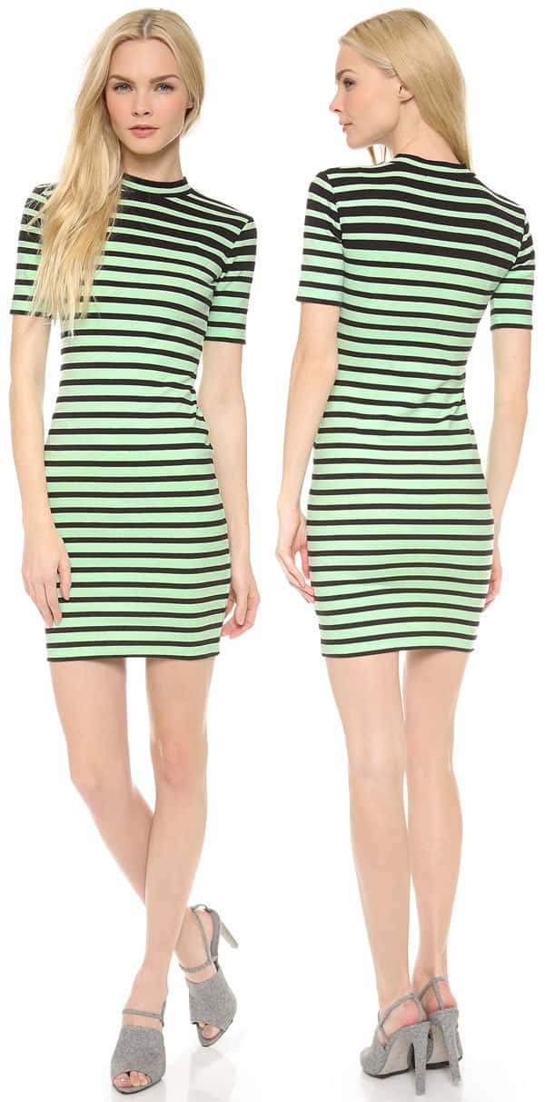 T by Alexander Wang Engineer Stripe Short Sleeve Dress