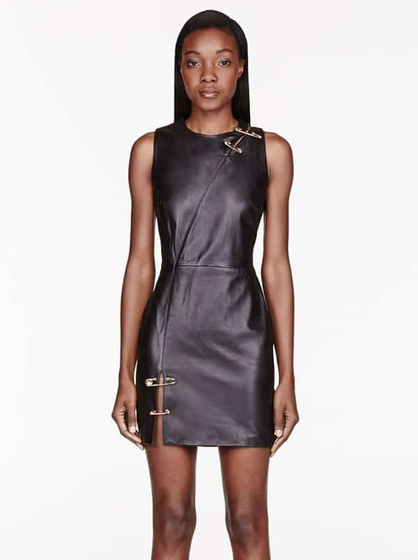 Versus Black Leather Safety Pin Dress