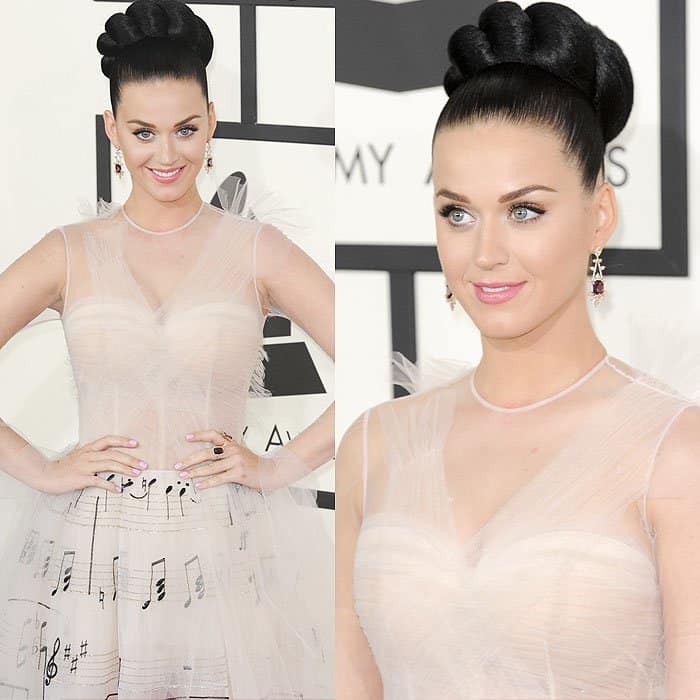 Katy Perry in a musical Valentino Couture gown
