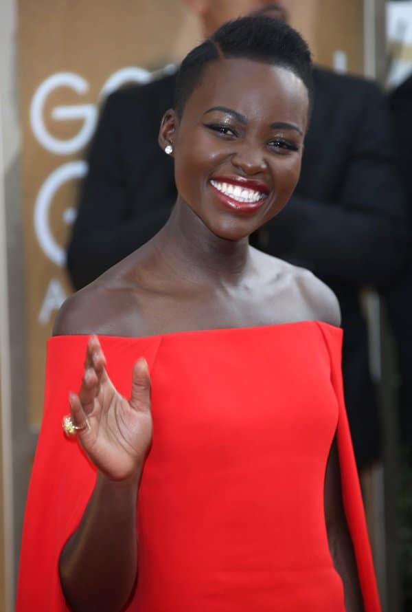 Lupita Nyong'o looked stunning in red at the 71st Annual Golden Globes