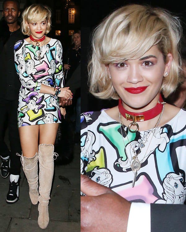 Rita Ora with sexy red lips at Chinawhite nightclub