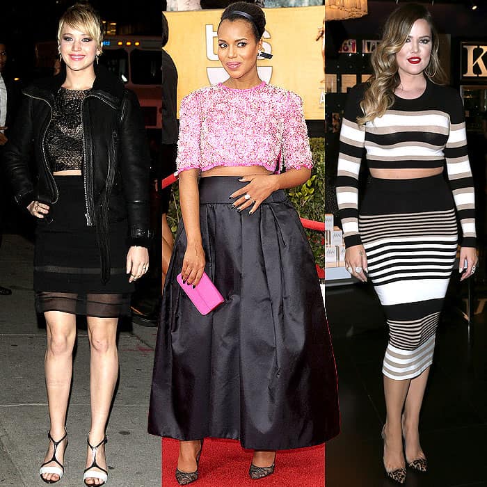 Jennifer Lawrence, Kerry Washington and Khloe Kardashian in crop top dresses