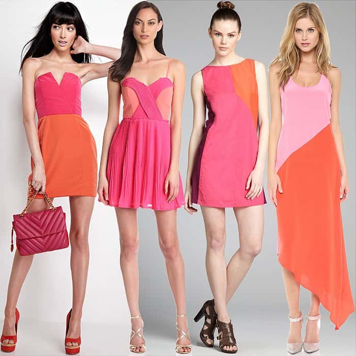 pink and orange dresses