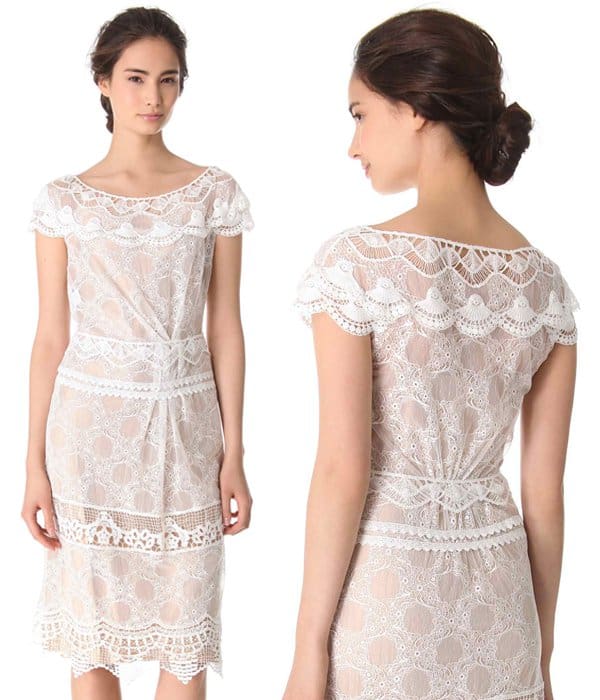 Alberta Ferretti Collection Cap Sleeve Lace Dress