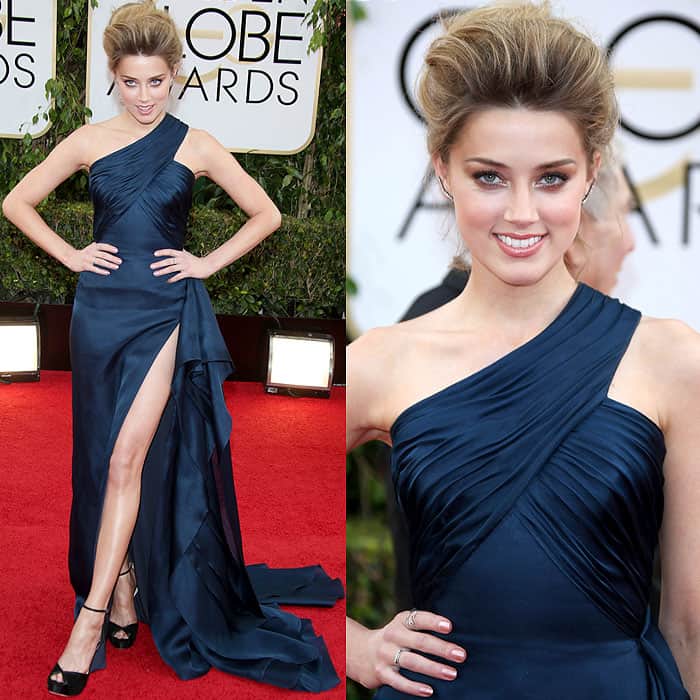 Amber Heard in Atelier Versace at the 71st Annual Golden Globes held at The Beverly Hilton hotel in Beverly Hills, California, on January 12, 2014