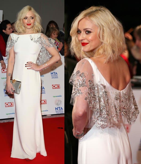Fearne Cotton in an enchanting Notte by Marchesa Spring 2014 white gown at the 2014 National Television Awards