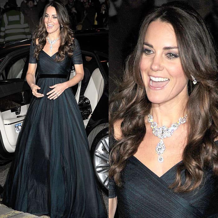 Catherine, Duchess of Cambridge, in Jenny Packham at "The Portrait Gala 2014: Collecting to Inspire" fundraiser held at the National Portrait Gallery in London, England, on February 11, 2014