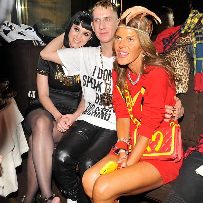 Katy Perry, Jeremy Scott, and Anna Dello Russo at the after-party for the Moschino Fall 2014 fashion presentation