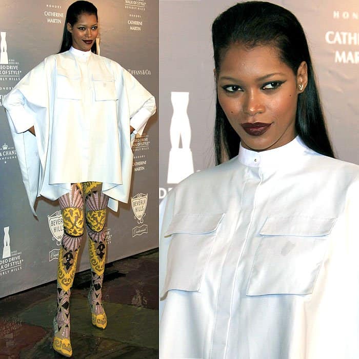 Jessica White wore silly patterned legging-boots hybrids at the 2014 Rodeo Drive Walk of Style Awards