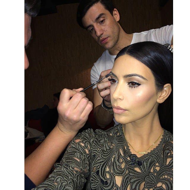 Posted by Kim on Instagram with the caption "Getting ready for @latenightseth! Tune into NBC tonight" on March 26, 2014