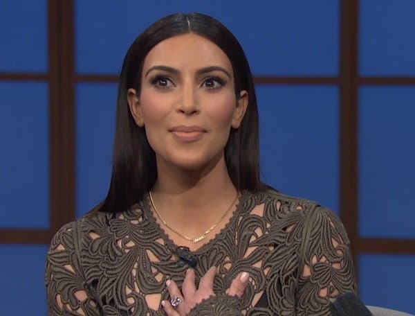 Kim Kardashian appearing on Late Night with Seth Meyers on March 25, 2014