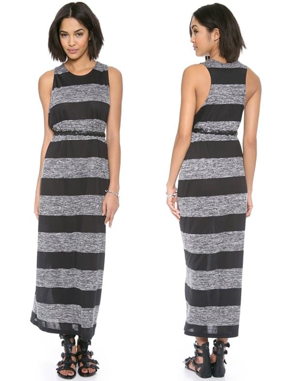 A simple harsh concrete stripe maxi dress in a loose cut