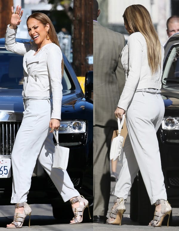 Jennifer Lopez wears Rachel Zoe's Spencer geo eyelet jacket