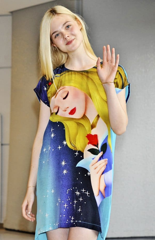 Elle Fanning wore a dress from Romance Was Born, a Sydney-based fashion house founded by Anna Plunkett and Luke Sales in 2005
