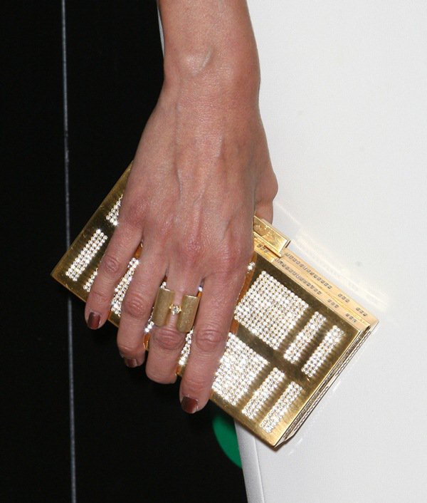 Giuliana Rancic carrying a matching crystal-embellished box clutch