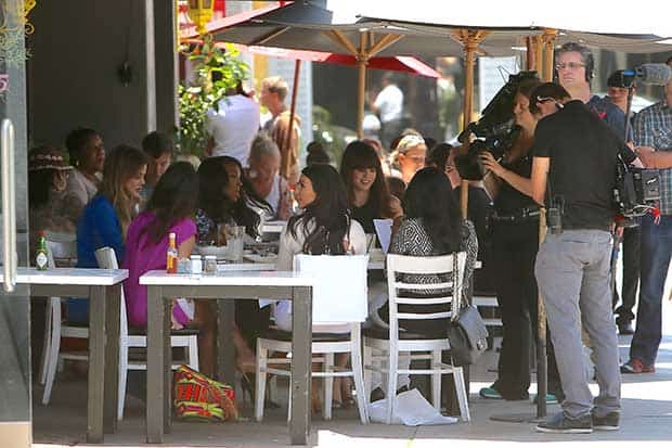 Khloe Kardashian having lunch with sisters Kim and Kourtney and friends at Toast Bakery Cafe in Beverly Hills