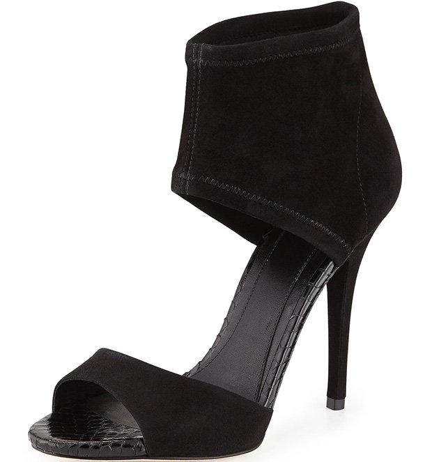 B Brian Atwood "Correns" Suede Ankle-Band Sandals