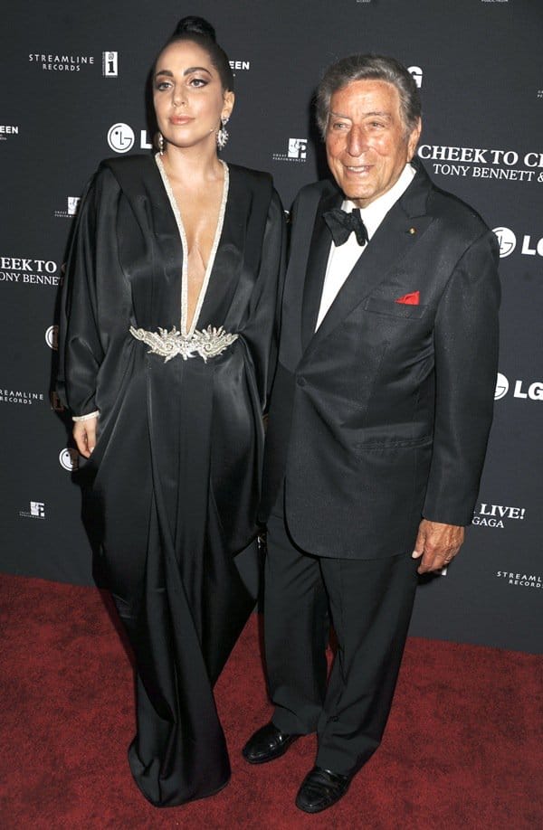 Lady Gaga with Tony Bennett at the Cheek to Cheek TV special taping