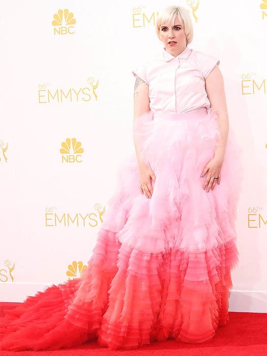 Lena Dunham wore a used tampon dress at the 66th Primetime Emmy Awards