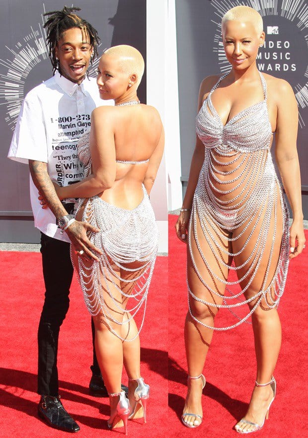 Wiz Khalifa and Amber Rose at the 2014 MTV Video Music Awards at the Forum in California on August 24, 2014