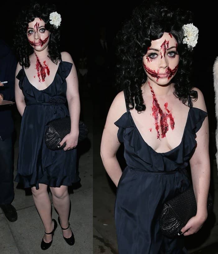 Michelle Trachtenberg got into character as the "Black Dahlia," looking bloody and frightening