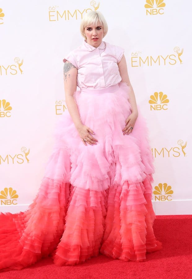 Actress/director Lena Dunham attends the 66th annual Primetime Emmy Awards held at Nokia Theatre L.A. Live in Los Angeles, Aug. 25, 2014