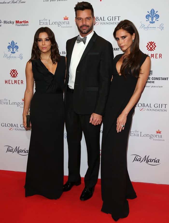 Victoria Beckham, Eva Longoria, and Ricky Martin at the 2014 Global Gift Gala
