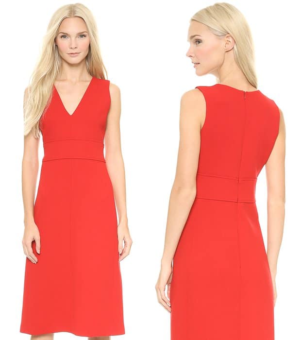 A bold, sophisticated cocktail dress for the holiday season, cut from rich, textured wool crepe