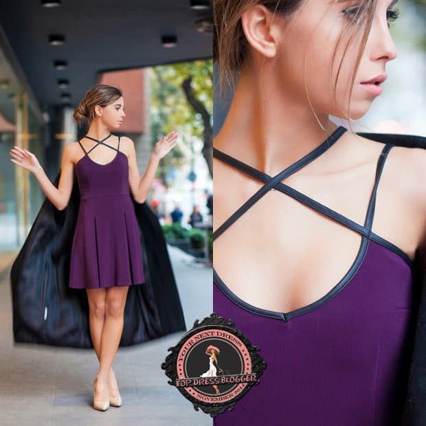 Cansin looks sexy in a purple dress with nude pumps