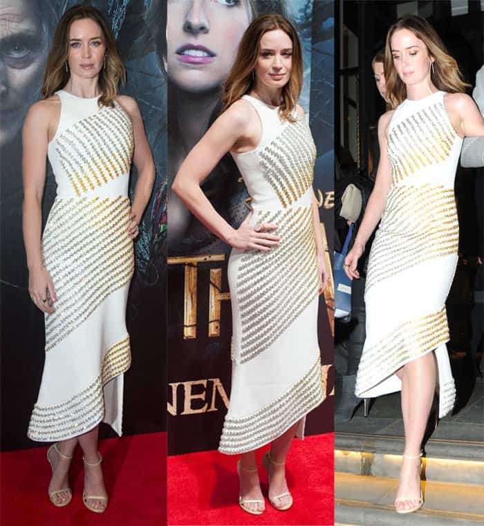 Emily Blunt in a crystal-embellished David Koma dress at the gala screening of "Into the Woods"