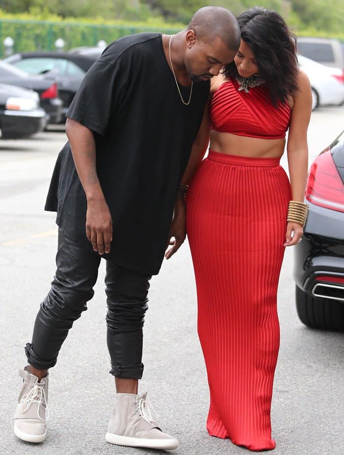 Kanye West and Kim Kardashian at the Roc Nation, PUMA, and Three Six Zero Pre-Grammy Brunch