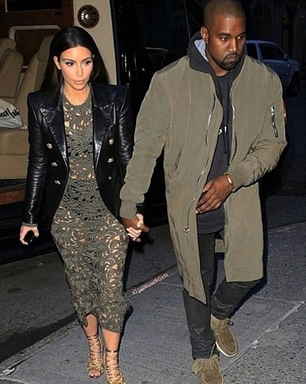 Kim and Kanye out to dinner after Kim’s appearance on Late Night with Seth Meyers on March 25, 2014