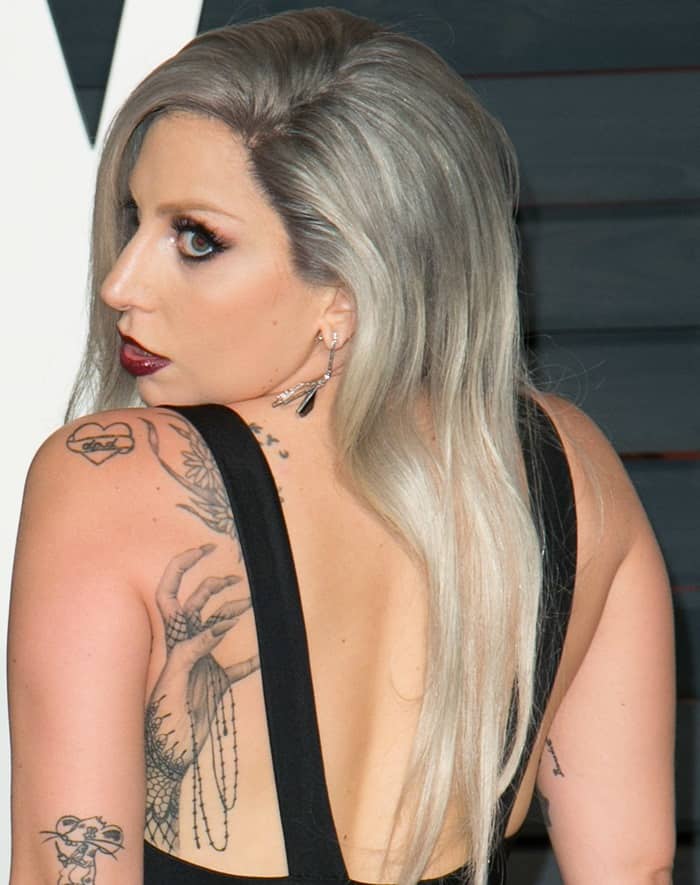 Lady Gaga has a huge hand tattooed under her left armpit