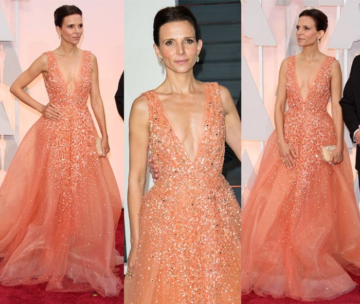 Luciana Pedraza in a peachy pink gown by Jad Ghandor at the 87th Annual Oscars