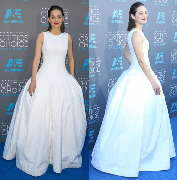Marion Cotillard wearing a Dior Haute Couture dress and Chopard jewelry
