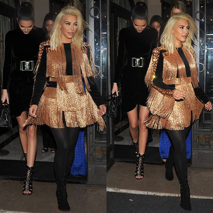 Kendall Jenner and Kim Kardashian heading to the Balmain After-Show Dinner