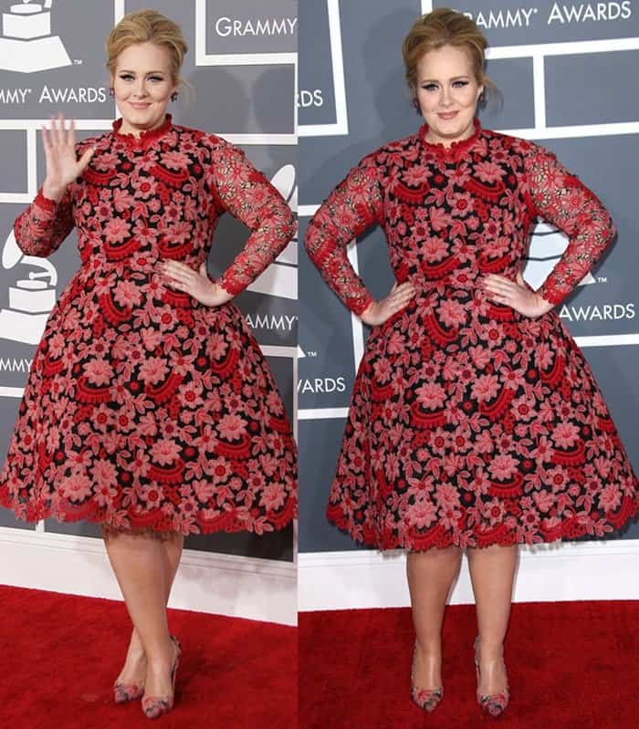 Adele received criticism for wearing a Valentino dress at the Grammy Awards, with some people suggesting that the dress was too old-fashioned or not suitable for someone of her body size