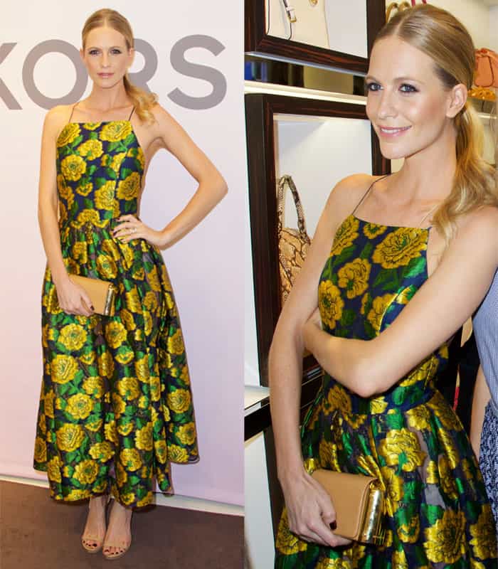 Poppy Delevingne in a prim floral-print dress launches a new Miranda Eyewear Collection