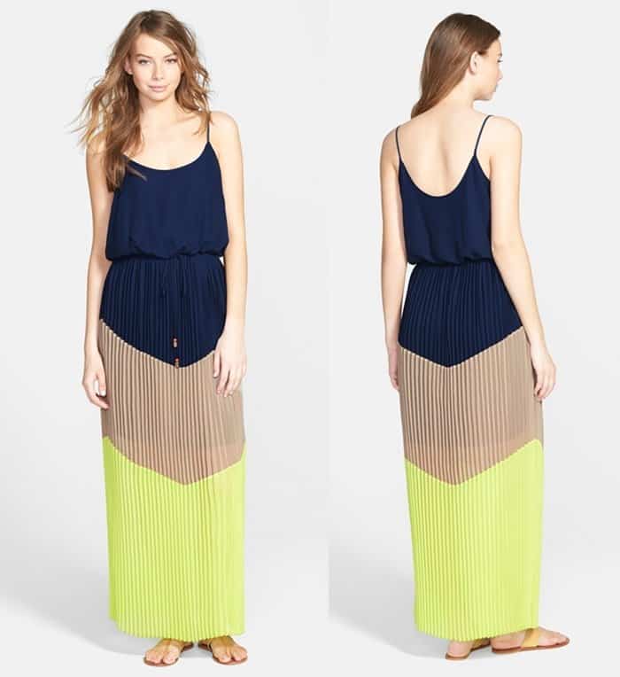 Way-In Pleated Colorblock Maxi Dress3