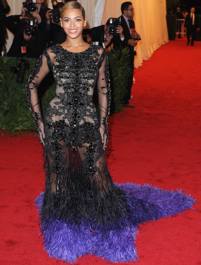 Beyonce Knowles stunned on the red carpet at the 2012 Met Gala held in New York on May 7, 2012