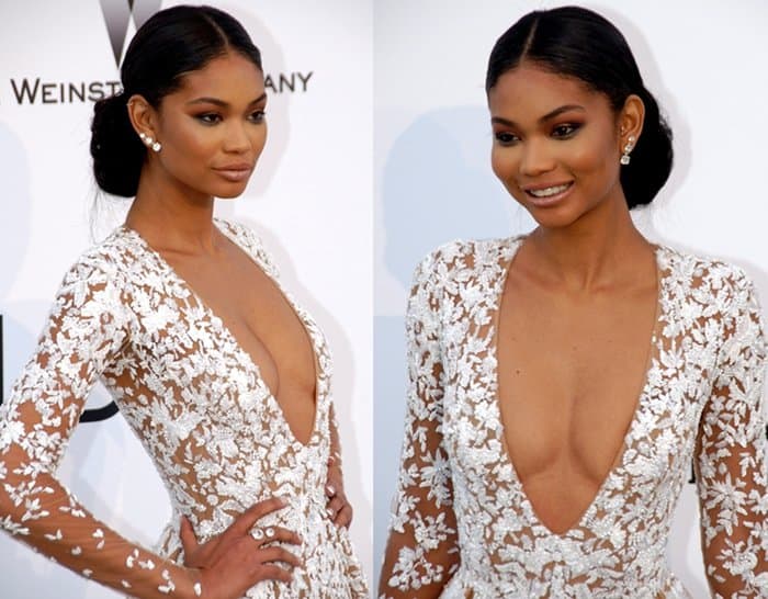 Chanel Iman's choice of attire was bold yet classic and emphasized her svelte figure at the amfAR Cinema Against AIDS Gala